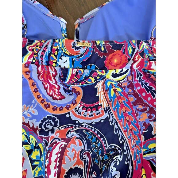 Anne Cole Women's Plus Size Notched Scoop-Neck One-Piece Swimsuit Multi 20W - Picture 7 of 7